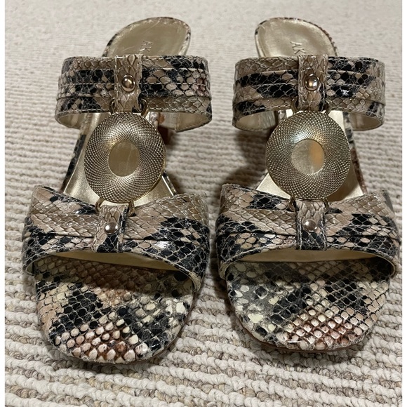 Anne Klein Faux Snake Skin and Gold Sandals - Picture 2 of 4